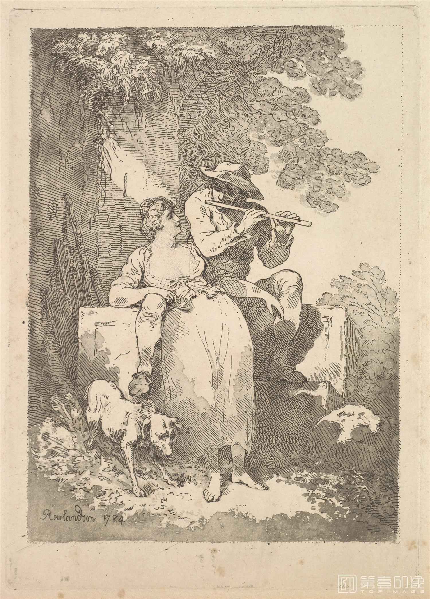 素描-美国纽约大都会美术馆素描藏画-Thomas RowlandsonView on the French Coast-1629